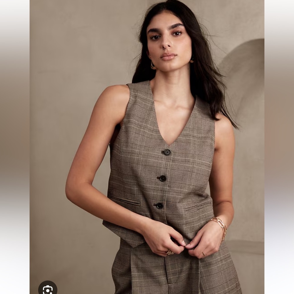 BANANA REPUBLIC Glen Brown Plaid Vest size 0